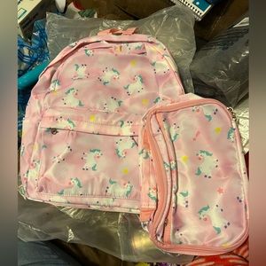 Cute 🥰 Unicorn 🦄 Print Backpacks 🎒with Lunchbox for Girls 👧🏻